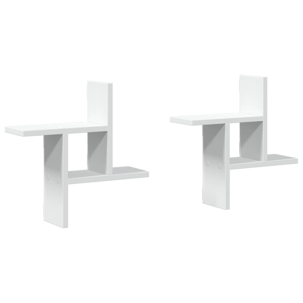 Étagères murales 2 pcs blanc 38x12x38 cm bois d'ingénierie