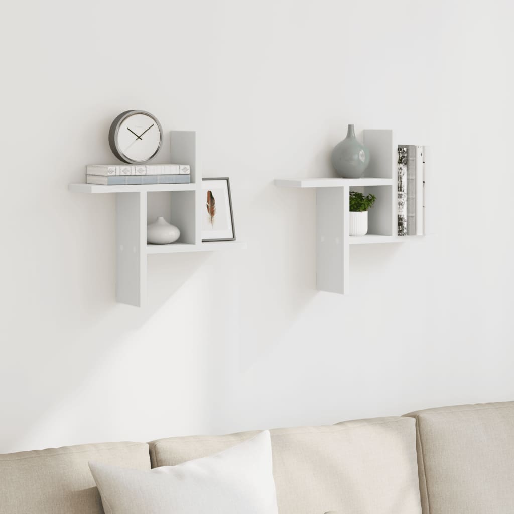 Étagères murales 2 pcs blanc 38x12x38 cm bois d'ingénierie