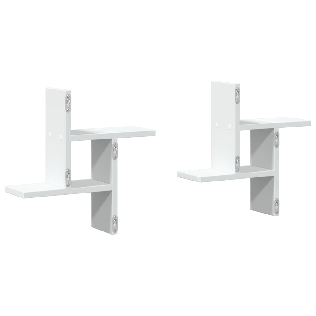 Étagères murales 2 pcs blanc 38x12x38 cm bois d'ingénierie