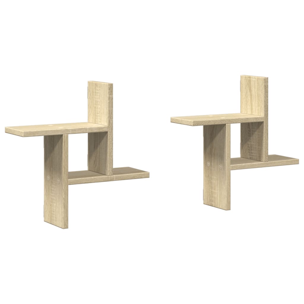 Étagères murales 2pcs chêne sonoma 38x12x38cm bois d'ingénierie