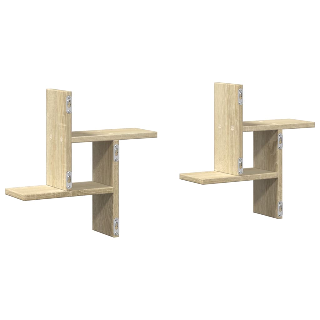 Étagères murales 2pcs chêne sonoma 38x12x38cm bois d'ingénierie