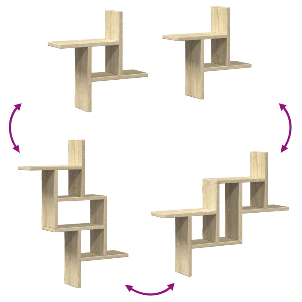 Étagères murales 2pcs chêne sonoma 38x12x38cm bois d'ingénierie