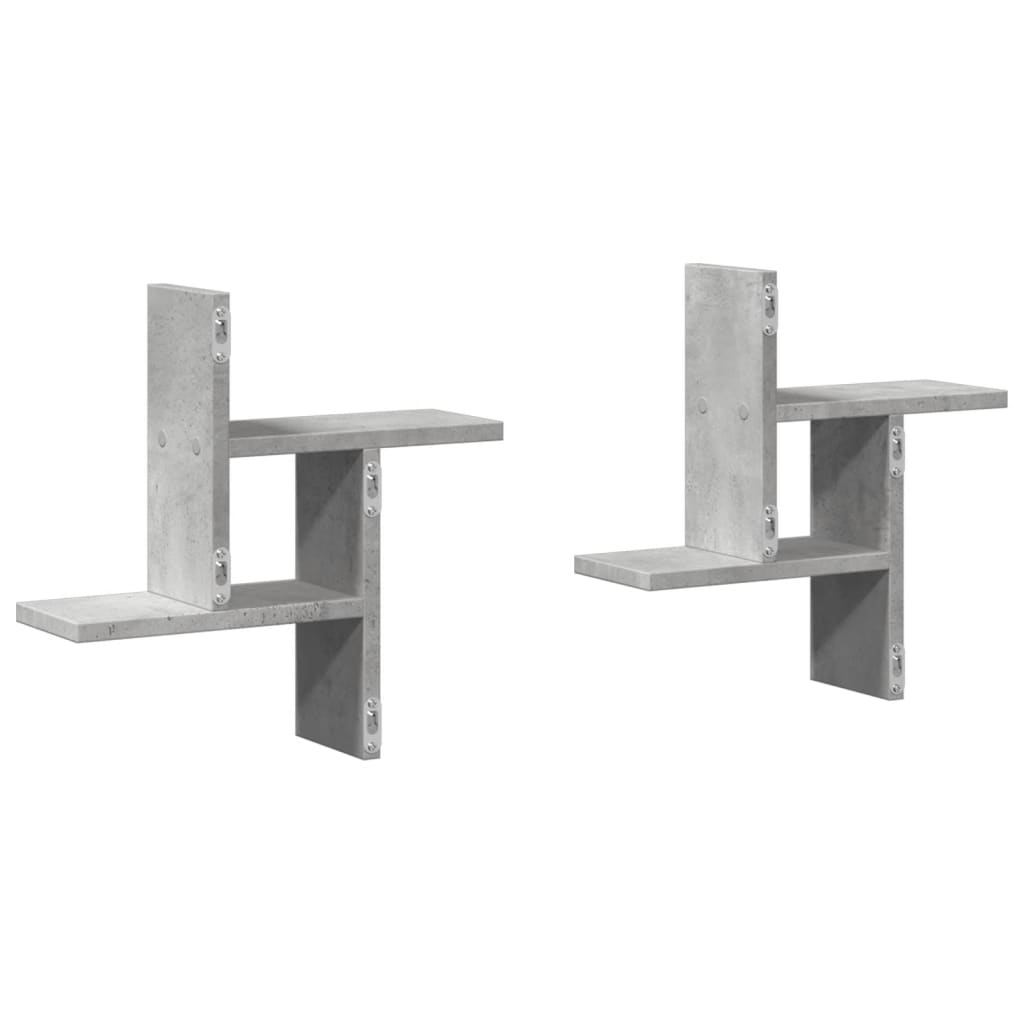 Étagères murales 2 pcs gris béton 38x12x38 cm bois d'ingénierie