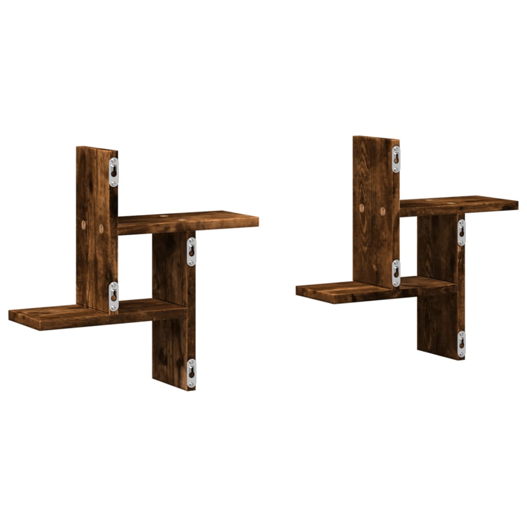 Étagères murales 2 pcs chêne fumé 38x12x38 cm bois d'ingénierie