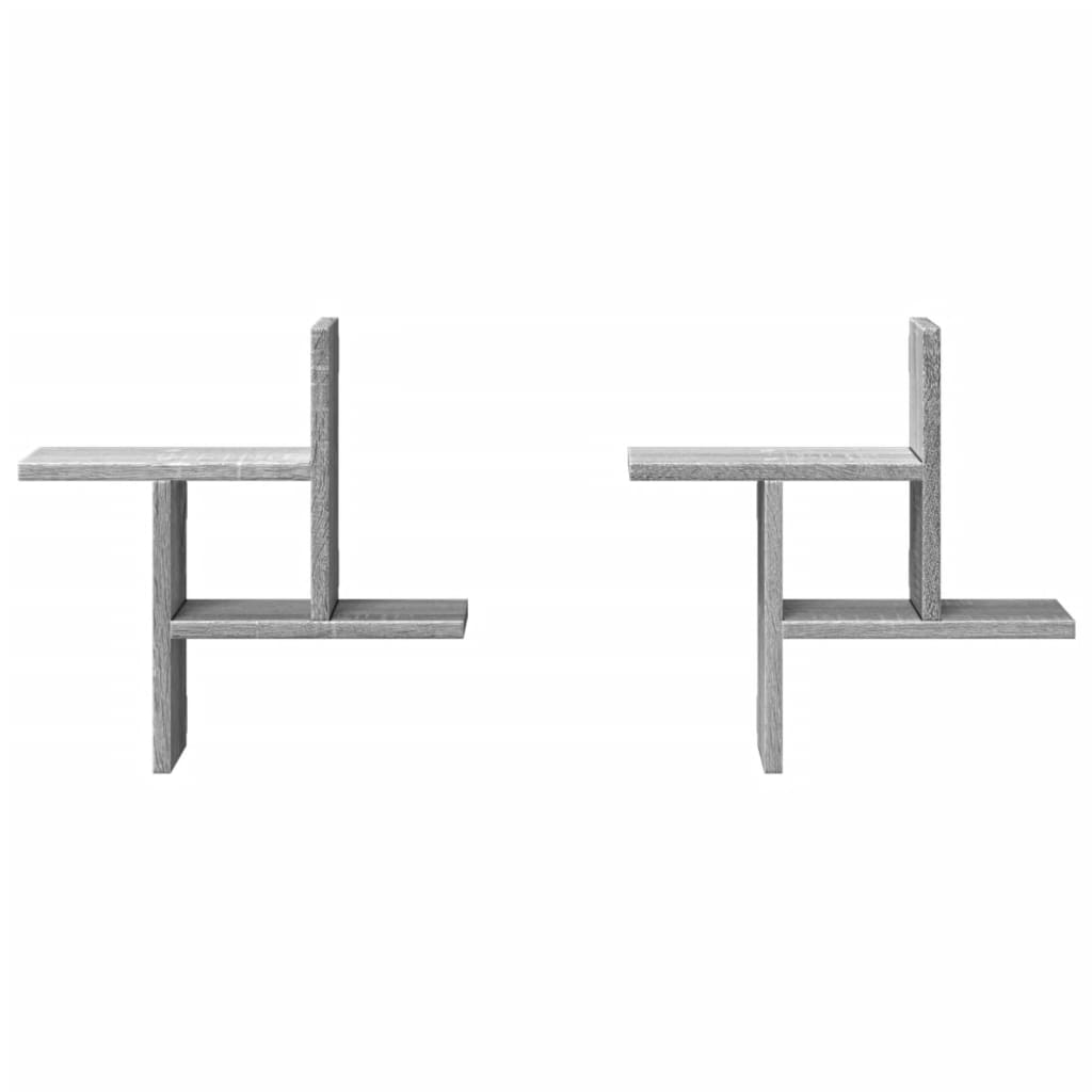 Étagères murales 2pcs sonoma gris 38x12x38 cm bois d’ingénierie