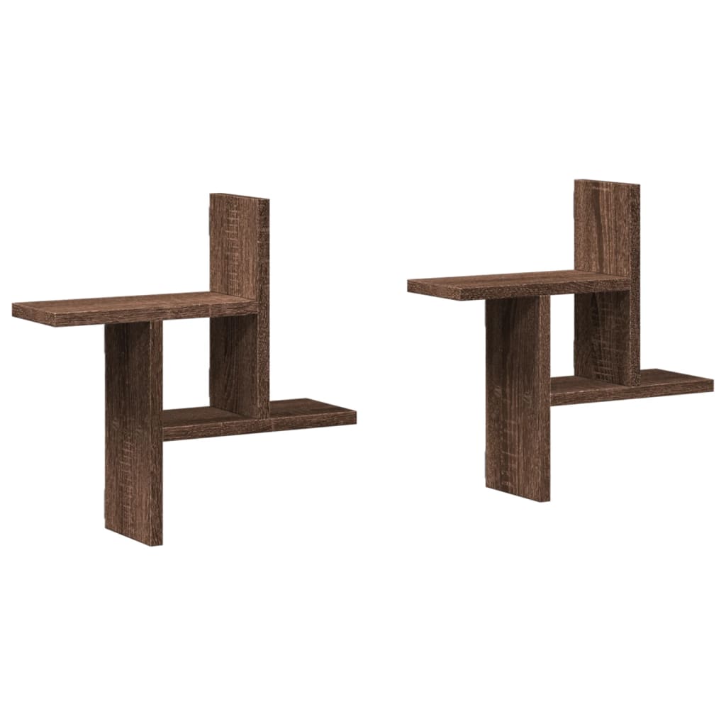 Étagères murales 2pcs chêne marron 38x12x38cm bois d'ingénierie