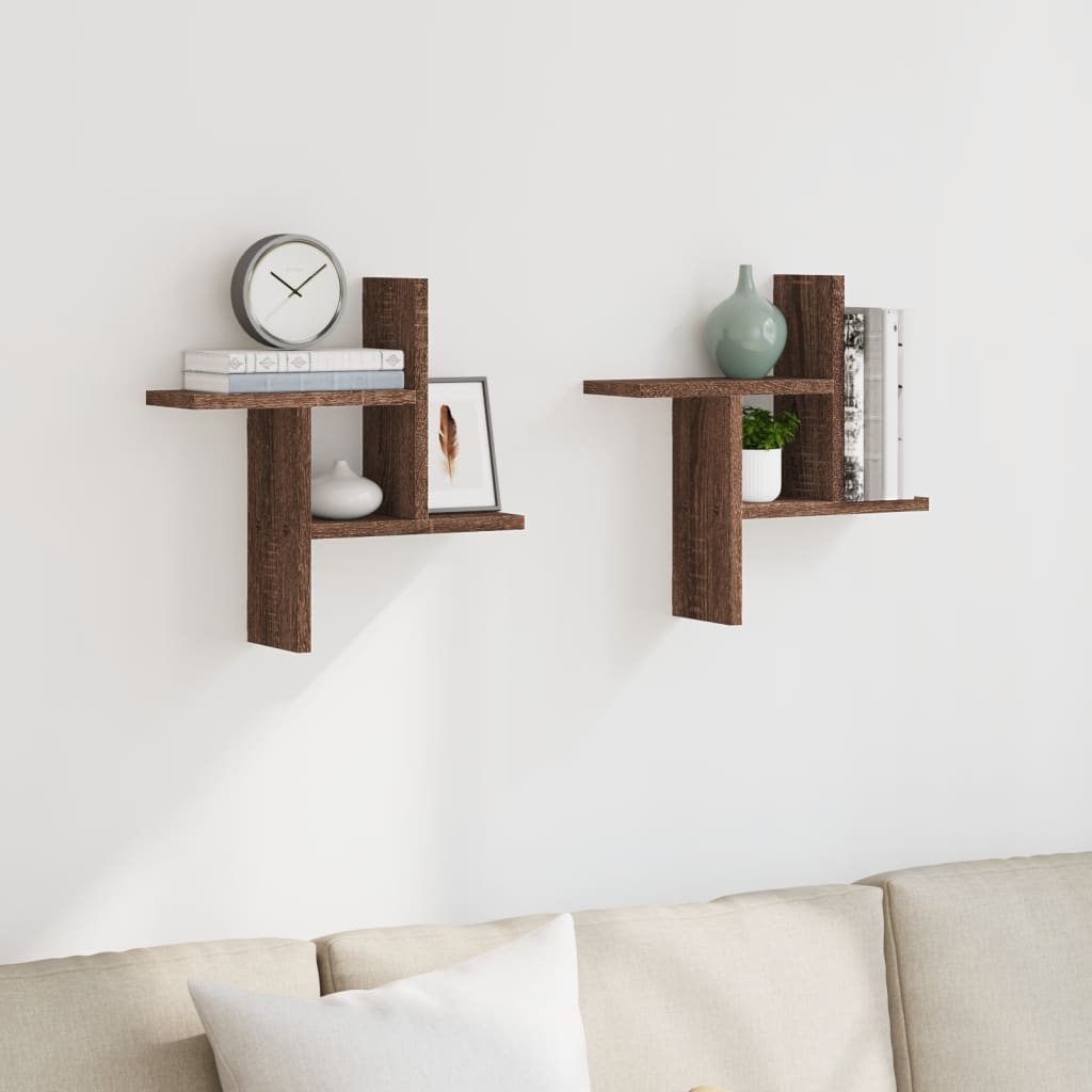Étagères murales 2pcs chêne marron 38x12x38cm bois d'ingénierie