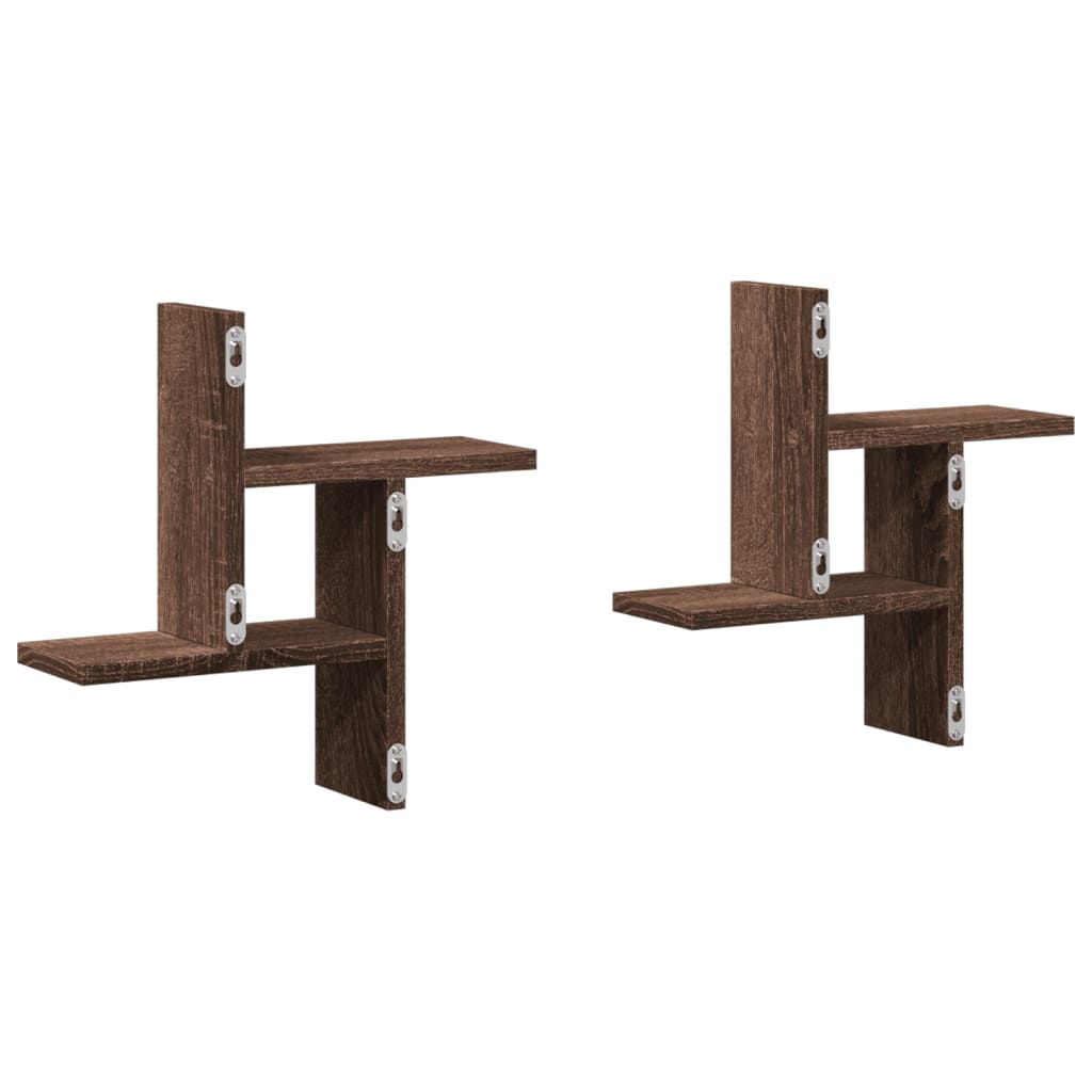 Étagères murales 2pcs chêne marron 38x12x38cm bois d'ingénierie