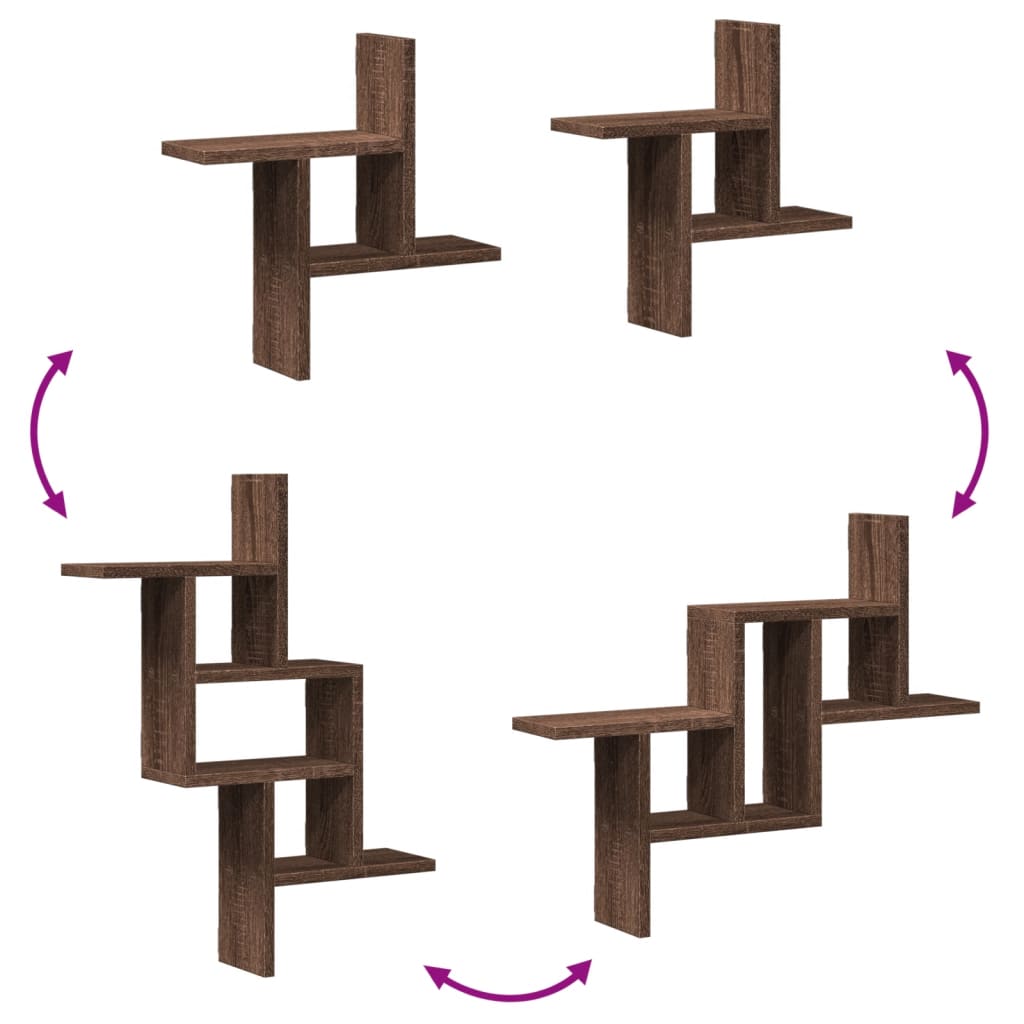 Étagères murales 2pcs chêne marron 38x12x38cm bois d'ingénierie