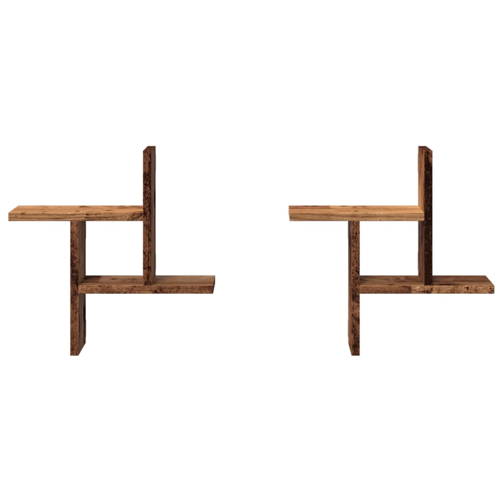 Étagères murales 2 pcs vieux bois 38x12x38 cm bois d'ingénierie
