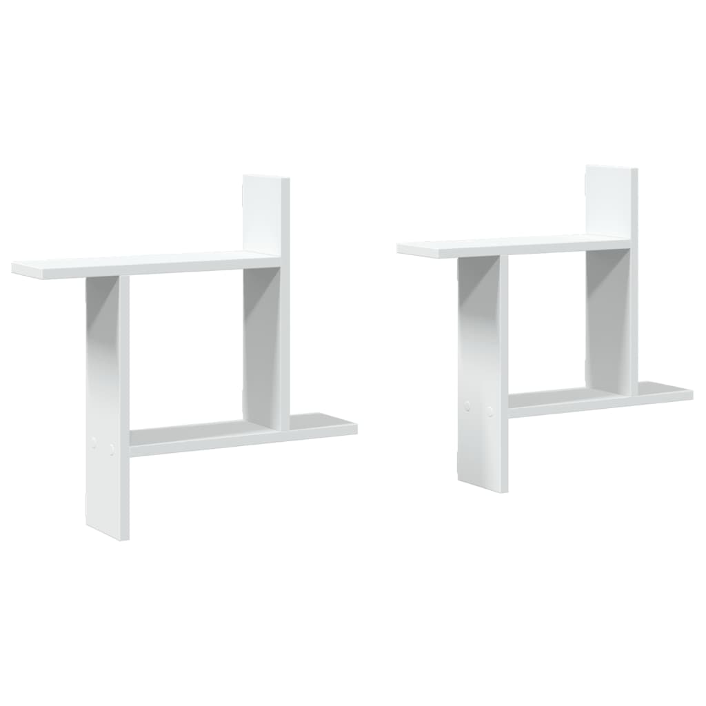 Étagères murales 2 pcs blanc 50x12x50 cm bois d'ingénierie