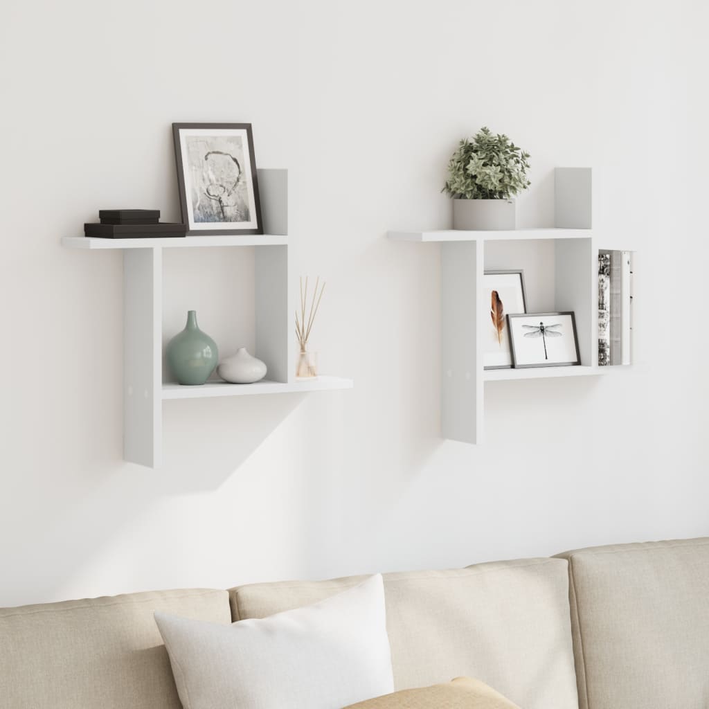 Étagères murales 2 pcs blanc 50x12x50 cm bois d'ingénierie