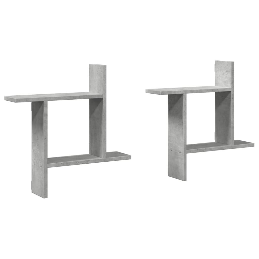 Étagères murales 2 pcs gris béton 50x12x50 cm bois d'ingénierie