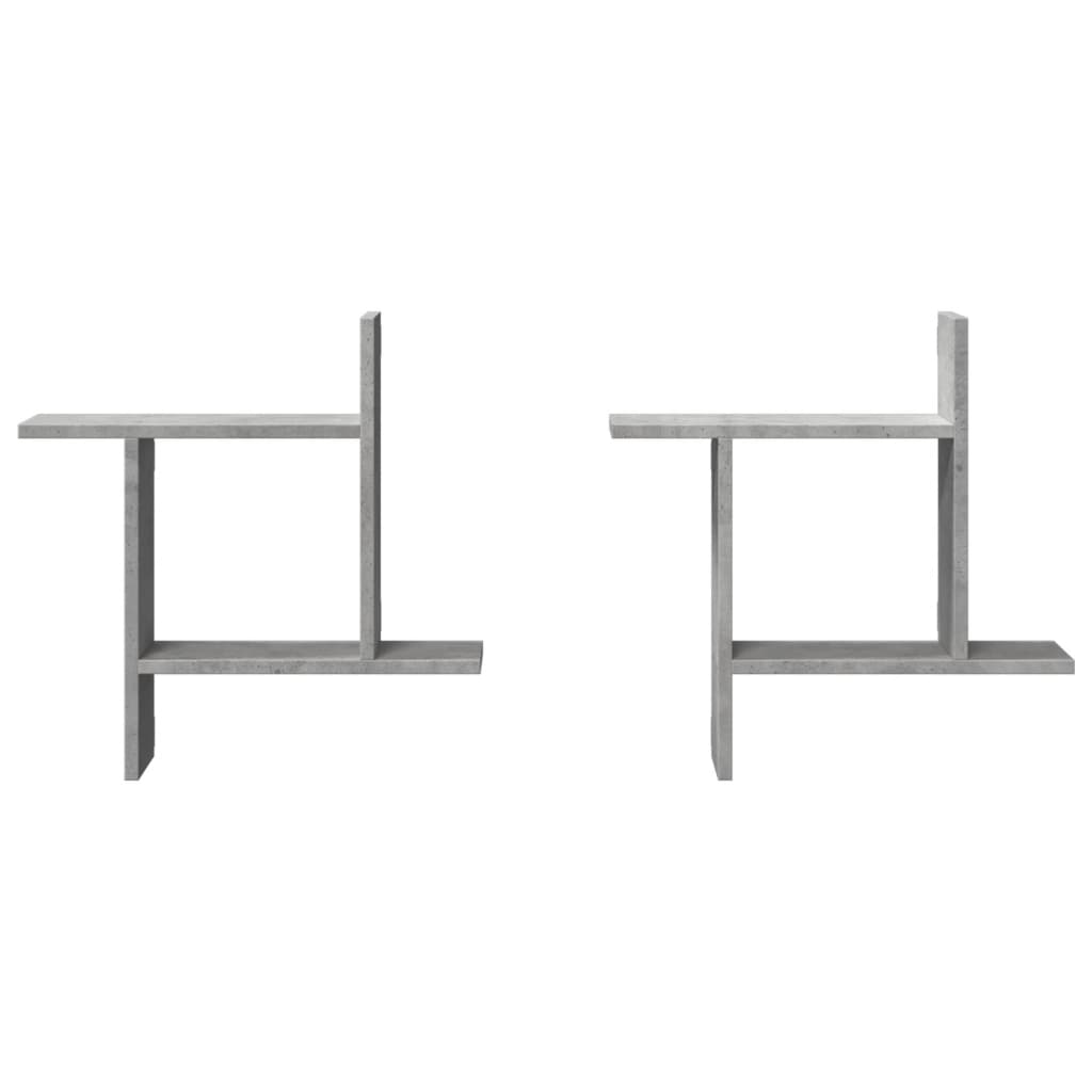 Étagères murales 2 pcs gris béton 50x12x50 cm bois d'ingénierie
