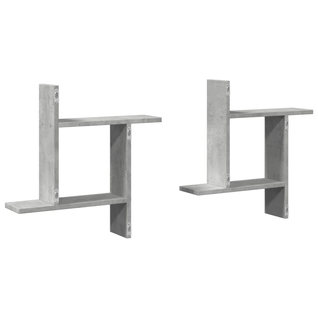 Étagères murales 2 pcs gris béton 50x12x50 cm bois d'ingénierie
