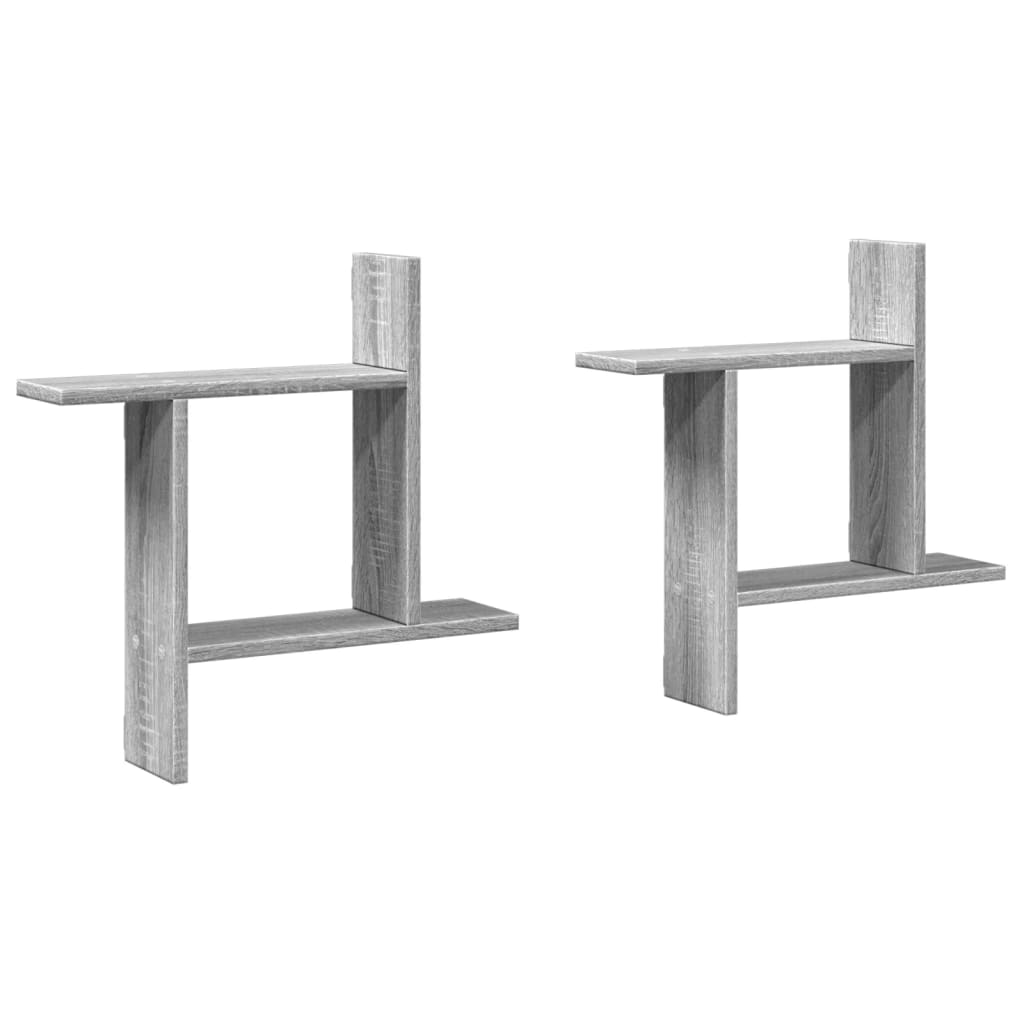 Étagères murales 2pcs sonoma gris 50x12x50 cm bois d'ingénierie