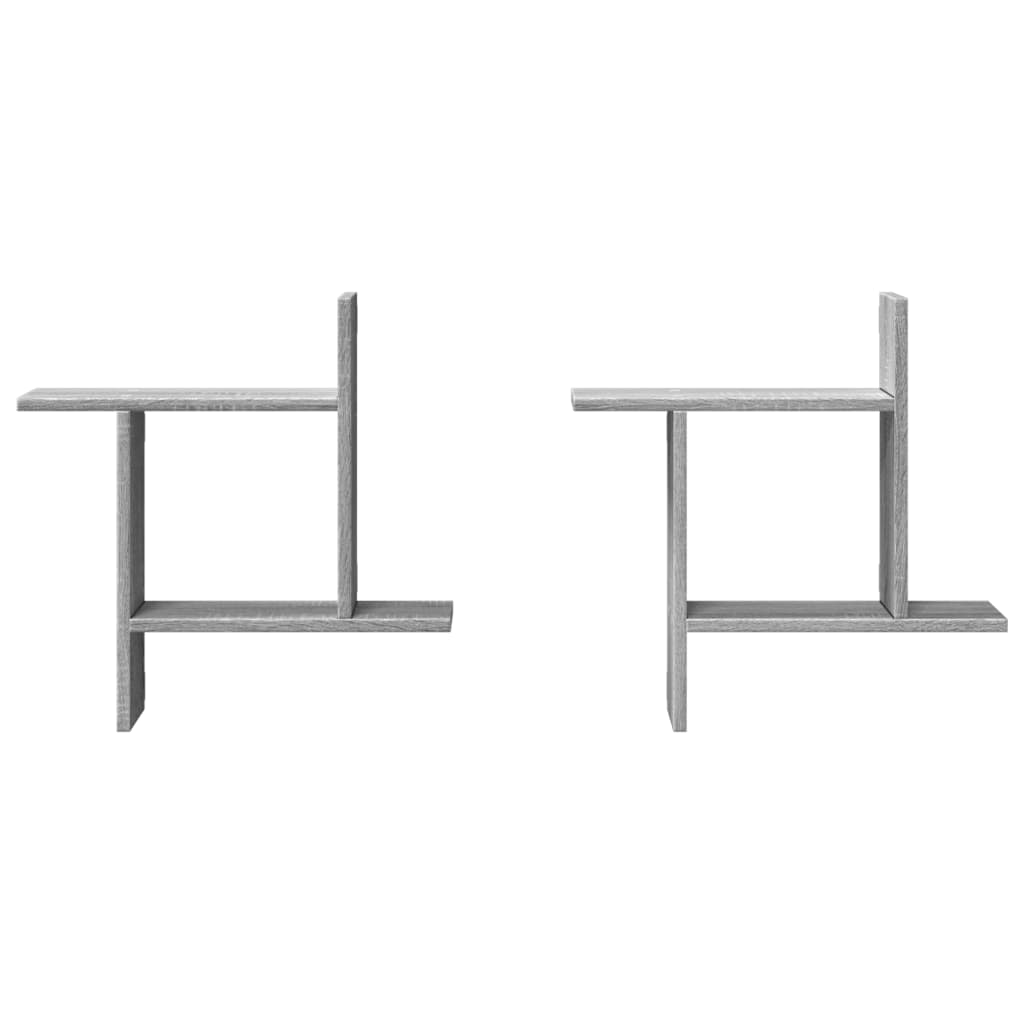 Étagères murales 2pcs sonoma gris 50x12x50 cm bois d'ingénierie