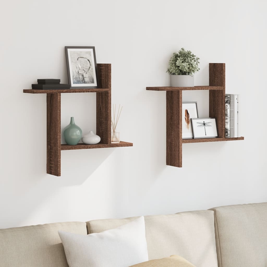 Étagères murales 2pcs chêne marron 50x12x50cm bois d'ingénierie