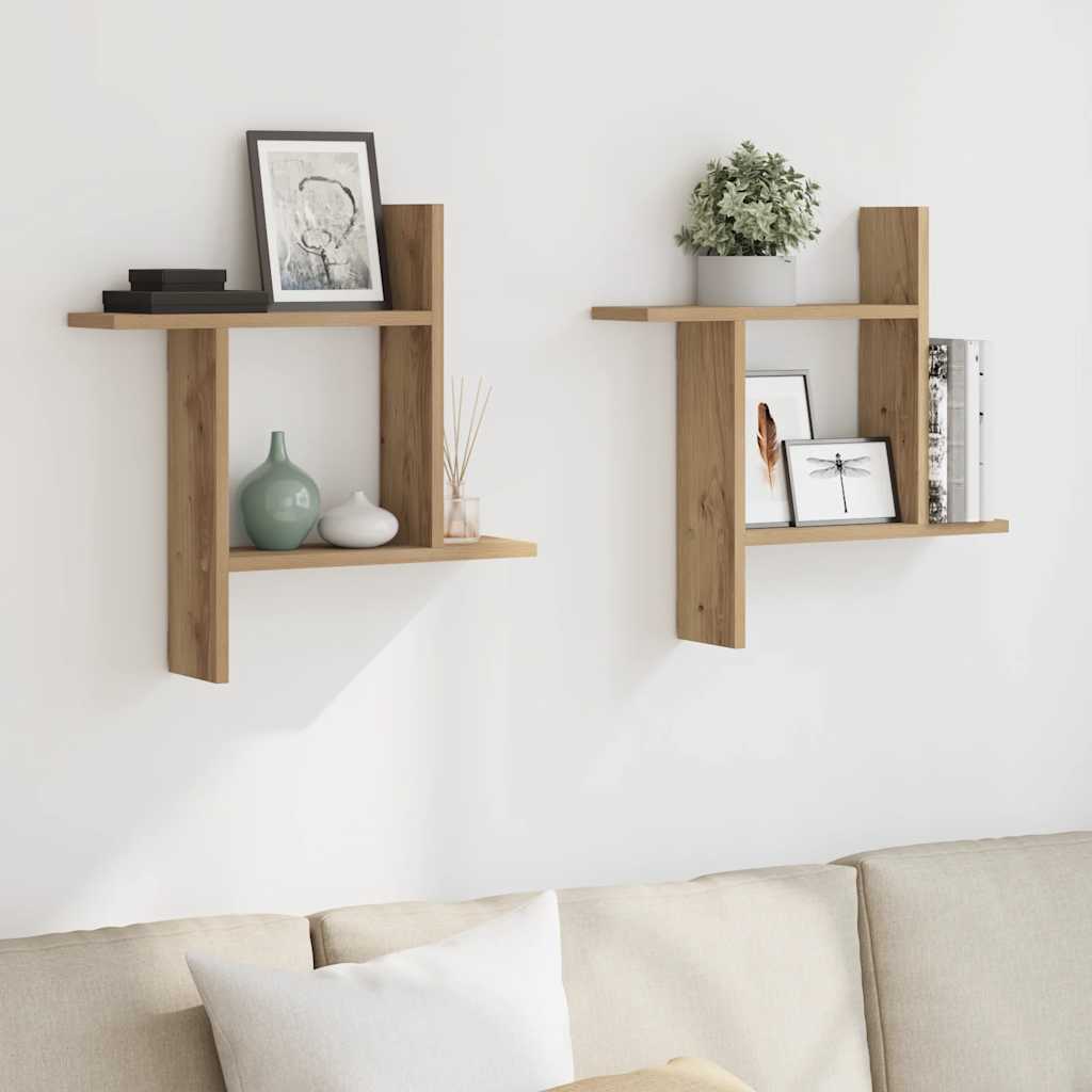 Étagères murales 2 pcs chêne artisanal bois d'ingénierie