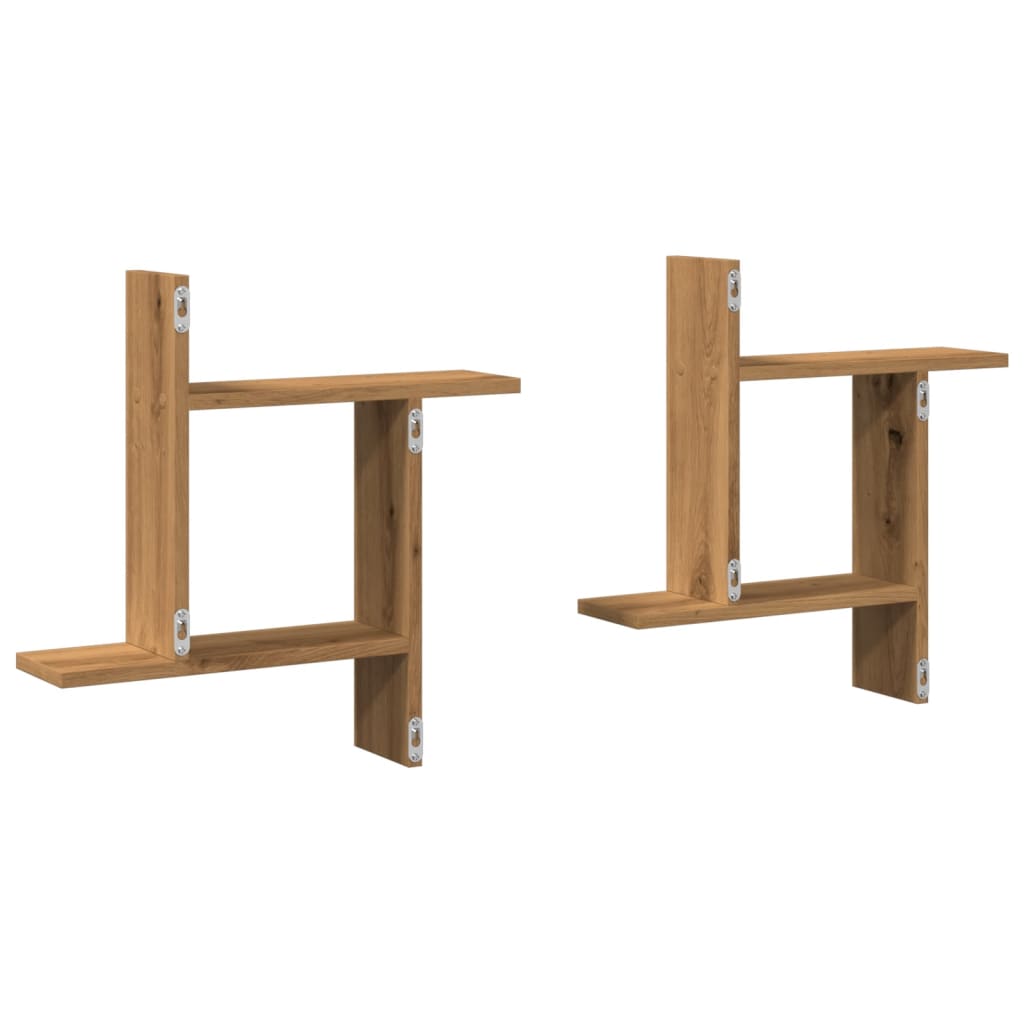Étagères murales 2 pcs chêne artisanal bois d'ingénierie