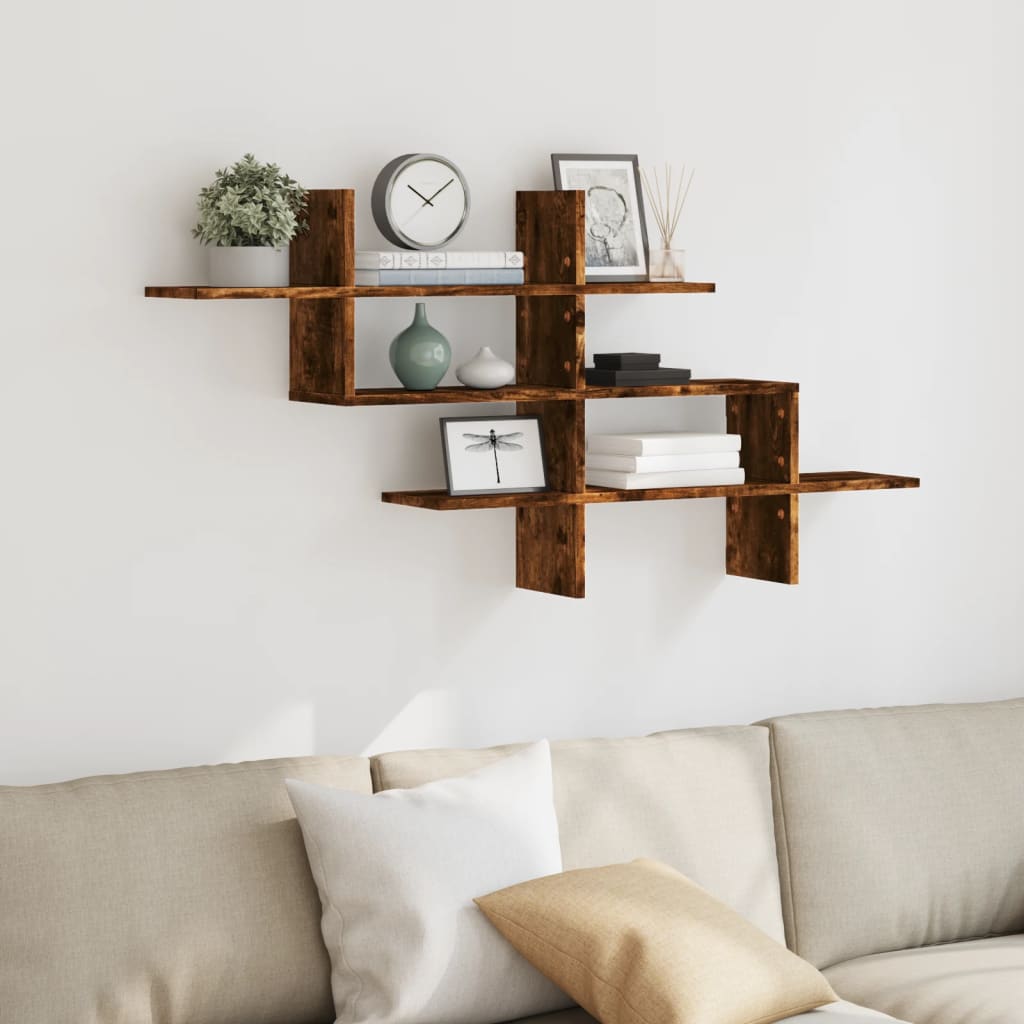 Étagère murale chêne fumé 124,5x18x60,5 cm bois d'ingénierie