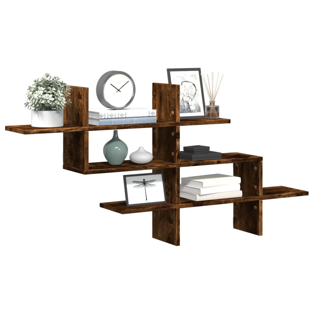 Étagère murale chêne fumé 124,5x18x60,5 cm bois d'ingénierie
