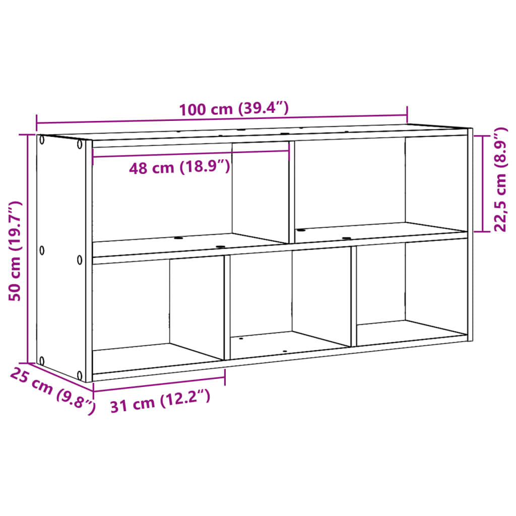 Étagère murale sonoma gris 100x25x50 cm bois ingénierie
