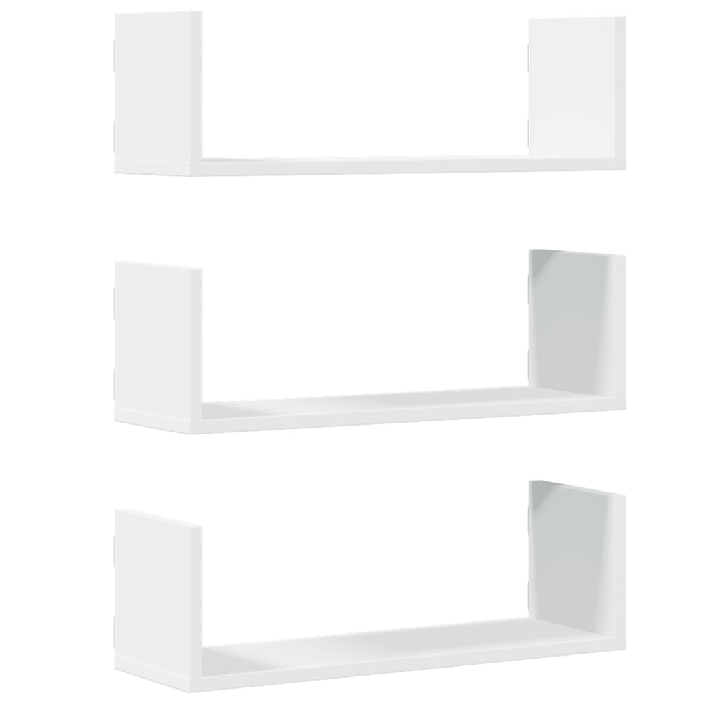 Étagères murales 3 pcs blanc 58x18x18 cm bois d'ingénierie