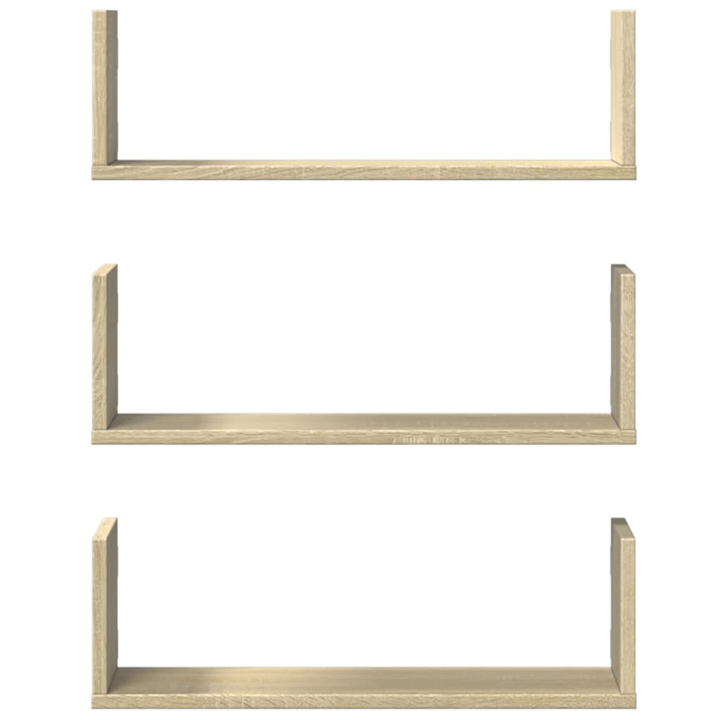 Étagères murales 3pcs chêne sonoma 58x18x18cm bois d'ingénierie