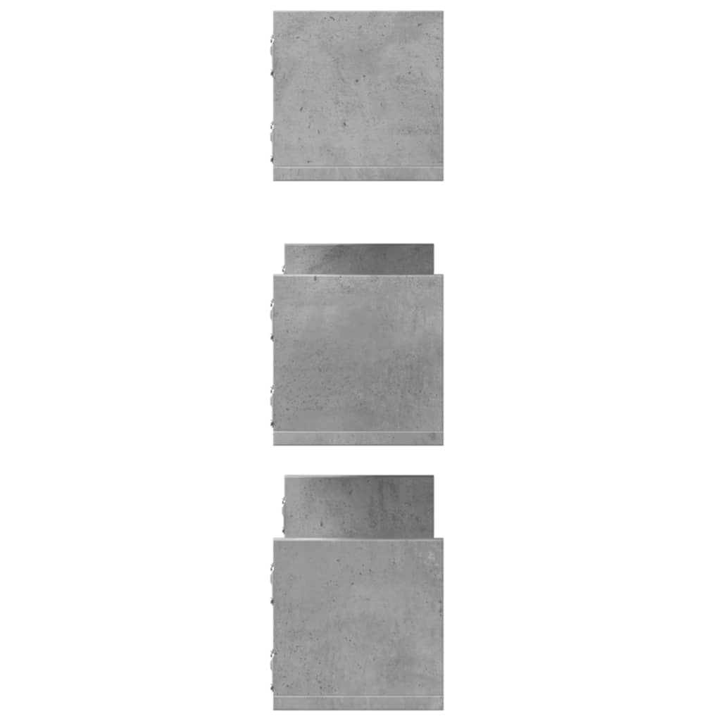 Étagères murales 3 pcs gris béton 58x18x18 cm bois d'ingénierie