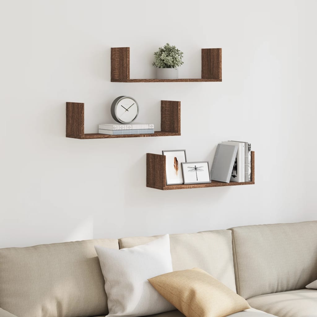 Étagères murales 3pcs chêne marron 58x18x18cm bois d'ingénierie