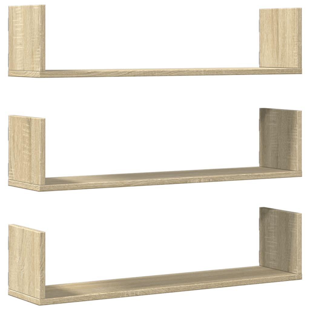 Étagères murales 3pcs chêne sonoma 80x18x18cm bois d'ingénierie