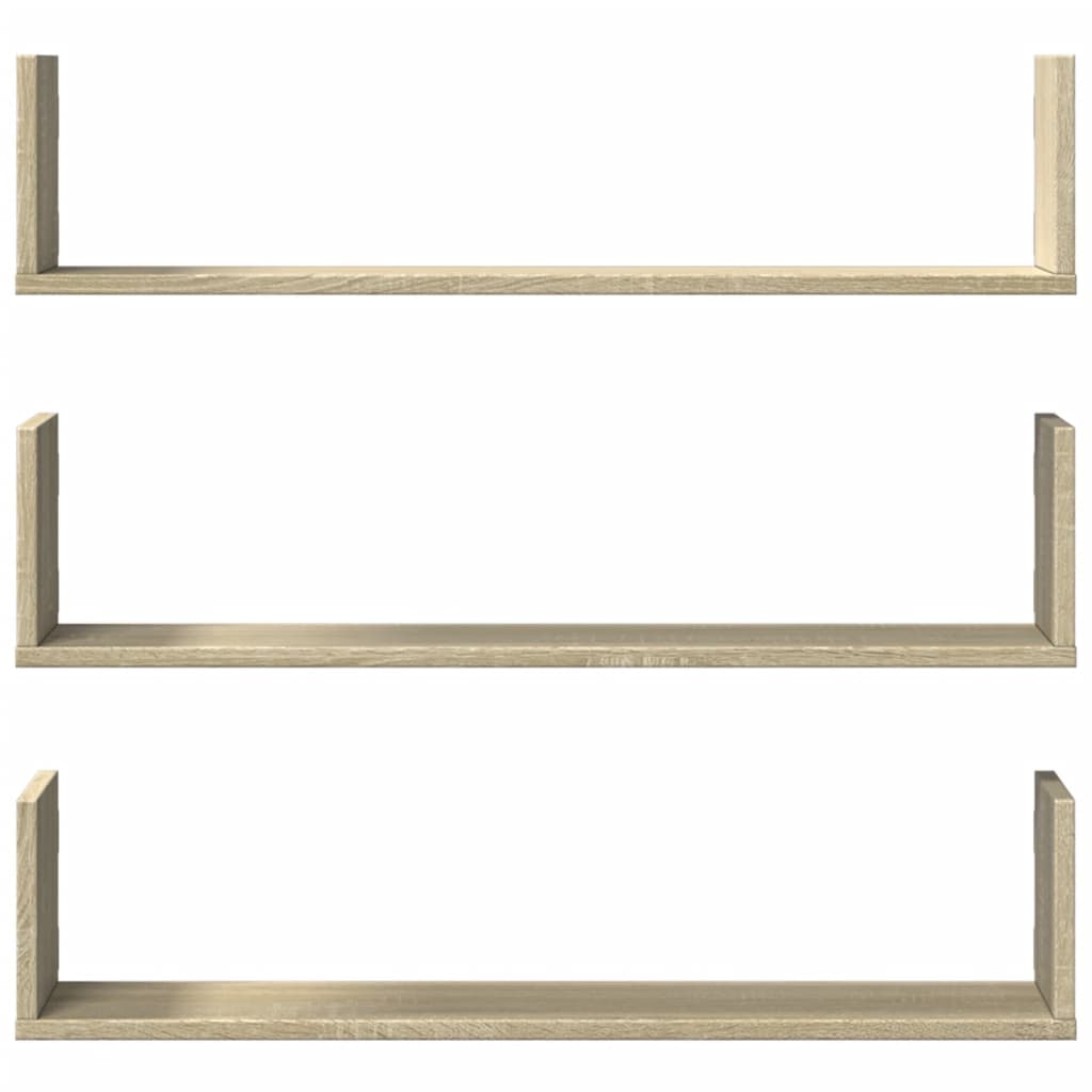 Étagères murales 3pcs chêne sonoma 80x18x18cm bois d'ingénierie