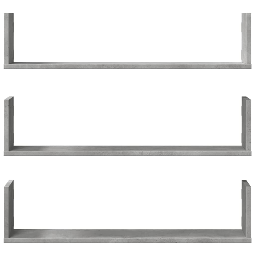 Étagères murales 3 pcs gris béton 80x18x18 cm bois d'ingénierie