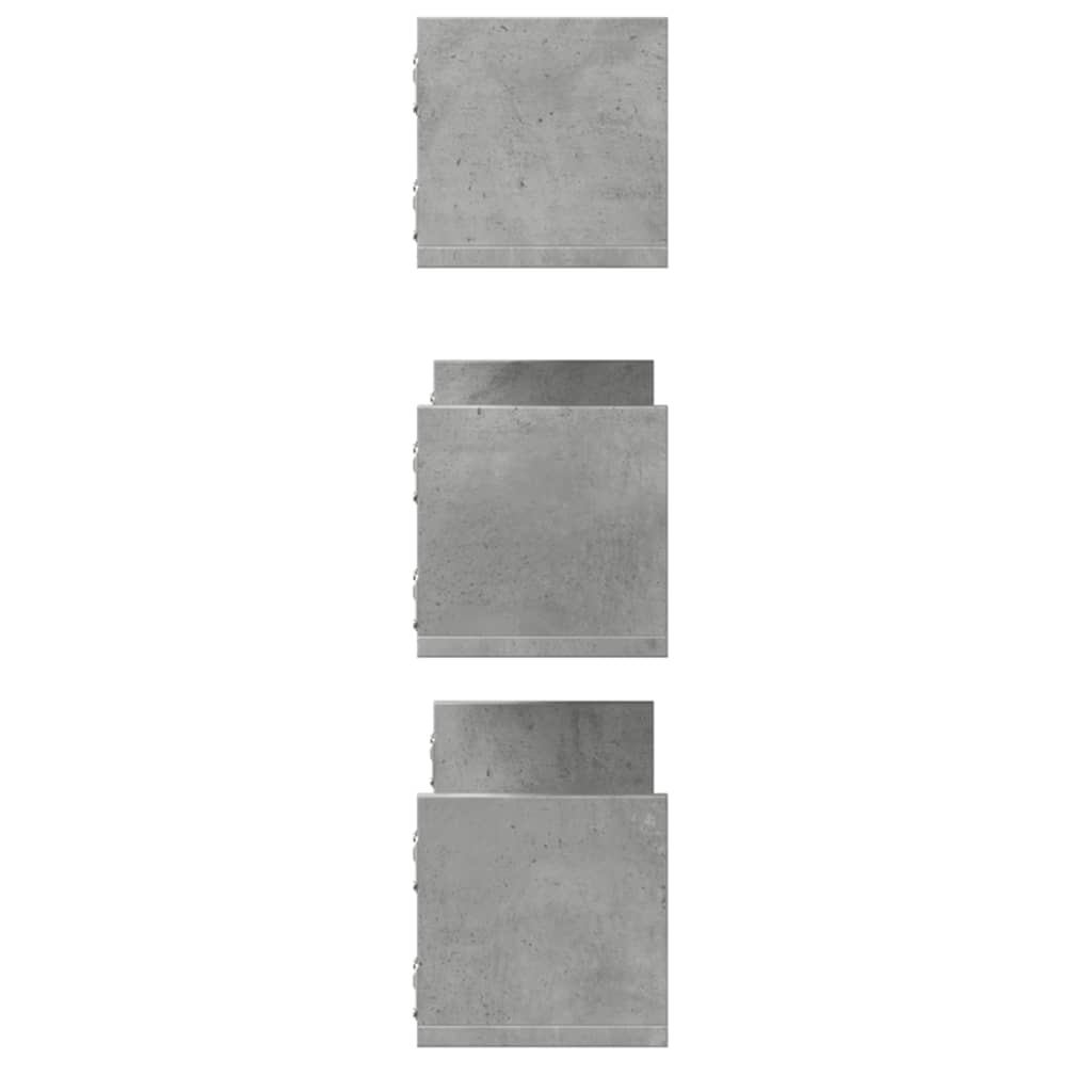 Étagères murales 3 pcs gris béton 80x18x18 cm bois d'ingénierie