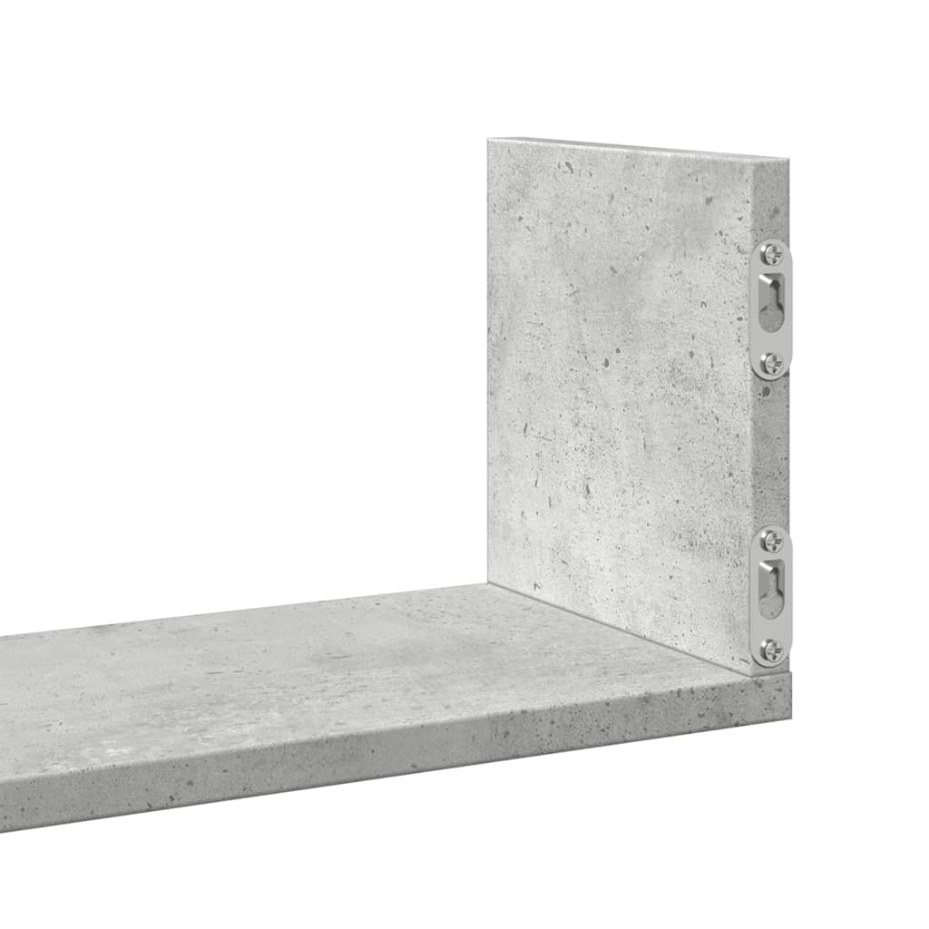 Étagères murales 3 pcs gris béton 80x18x18 cm bois d'ingénierie