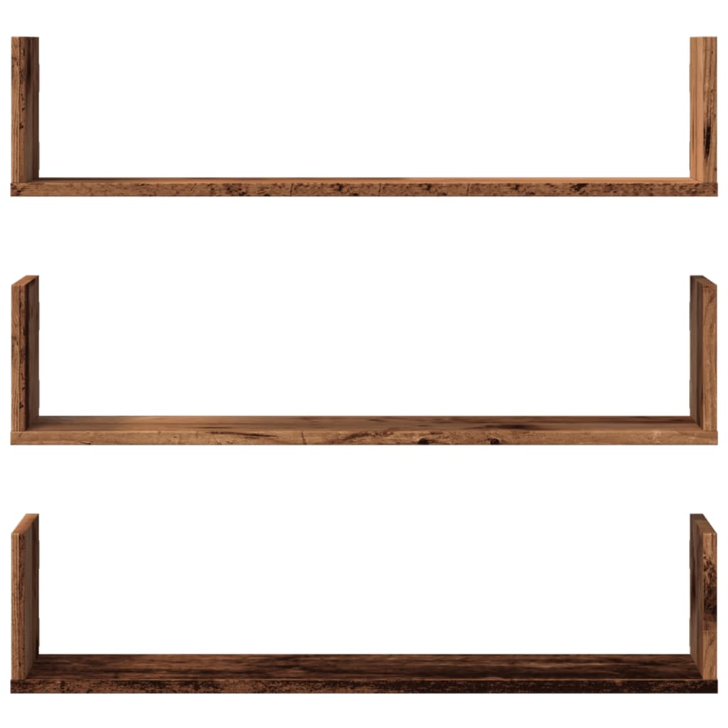 Étagères murales 3 pcs vieux bois 80x18x18 cm bois d'ingénierie