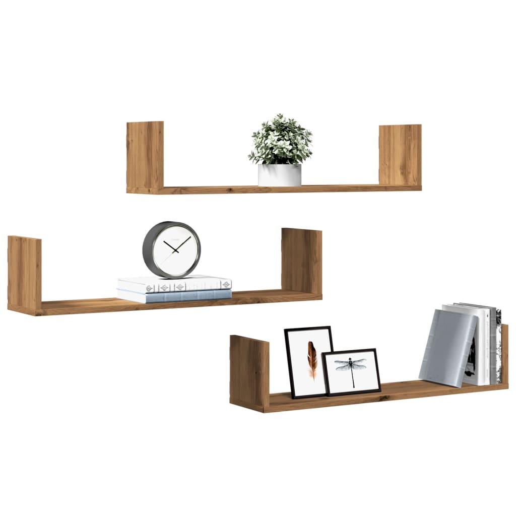 Étagères murales 3 pcs chêne artisanal bois d'ingénierie