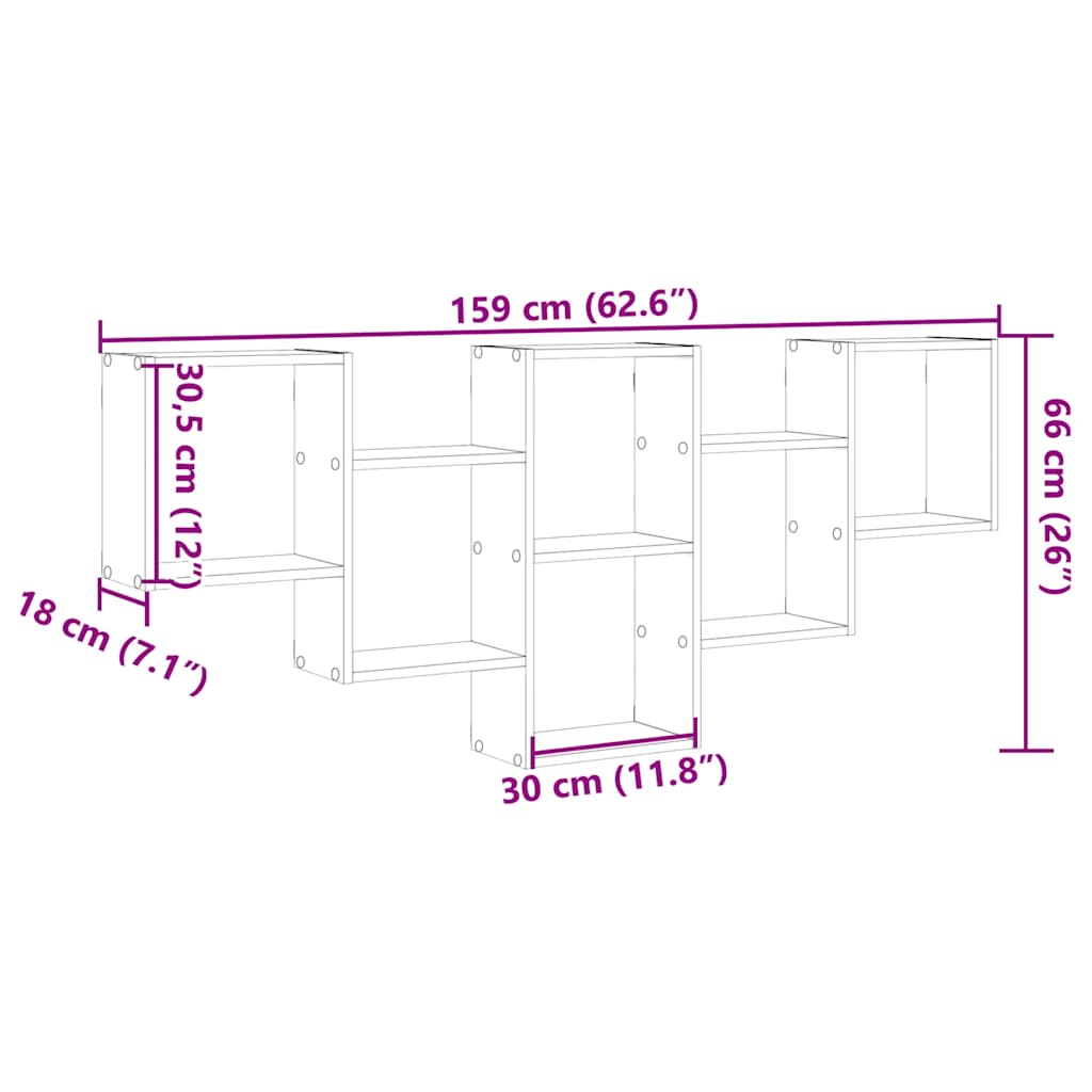 Étagère murale chêne sonoma 159x18x66 cm bois d'ingénierie