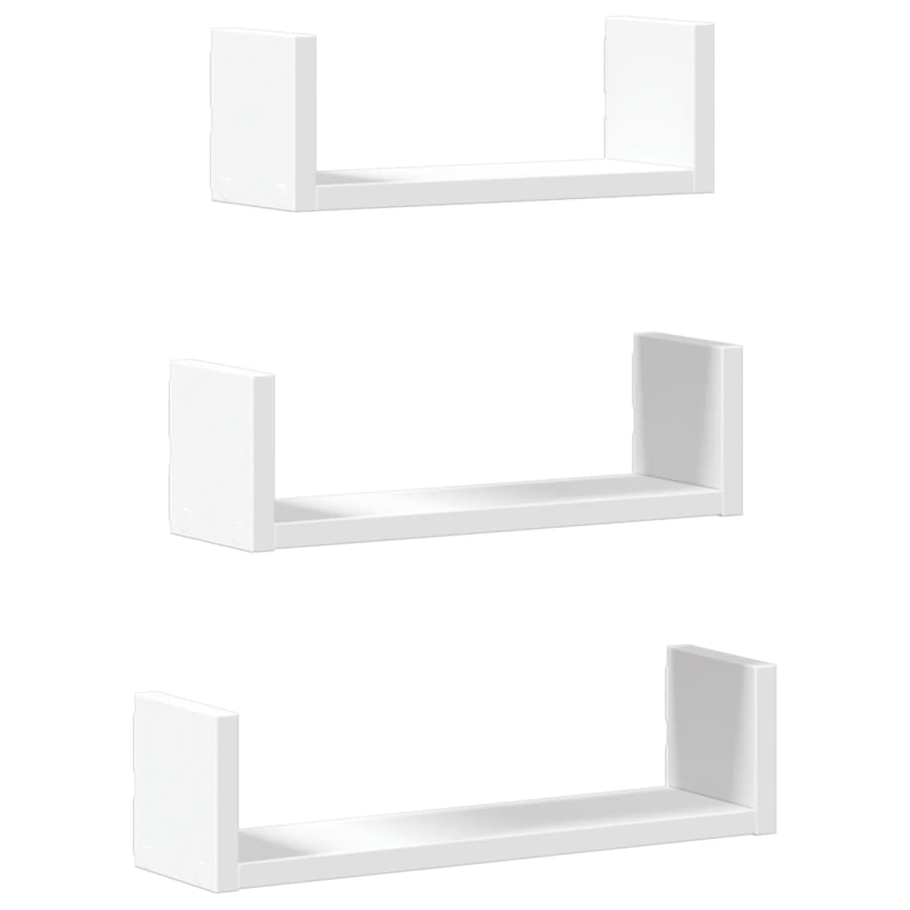 Étagères murales 3 pcs blanc bois d'ingénierie