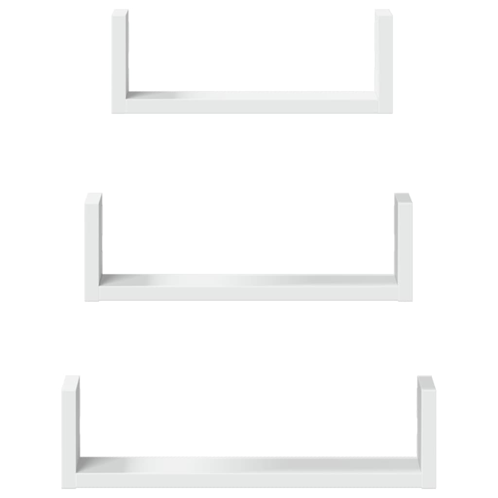 Étagères murales 3 pcs blanc bois d'ingénierie
