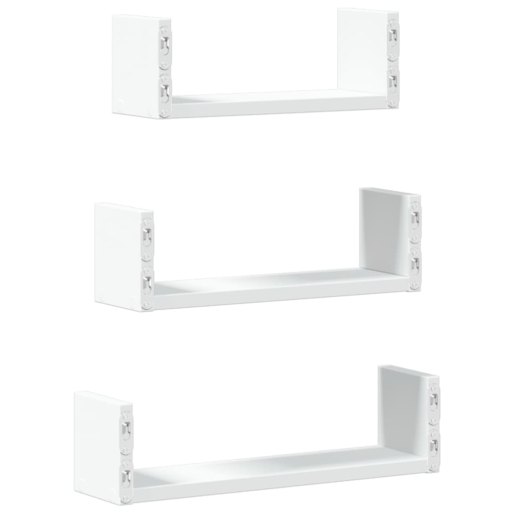 Étagères murales 3 pcs blanc bois d'ingénierie