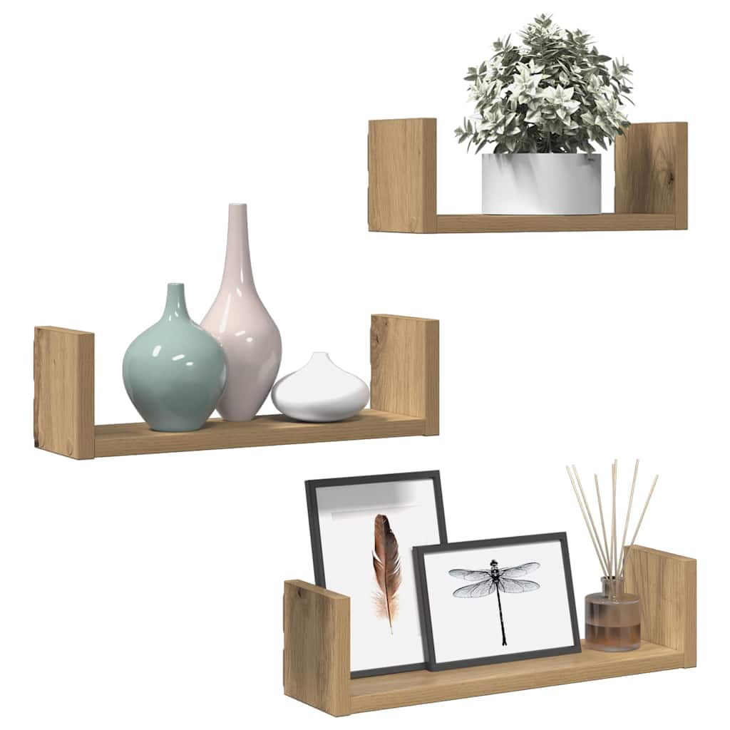 Étagères murales 3 pcs chêne artisanal bois d'ingénierie