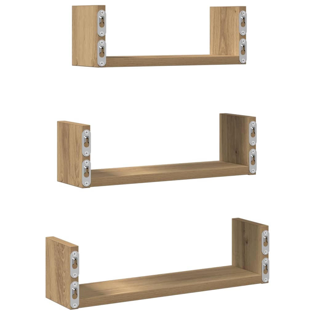 Étagères murales 3 pcs chêne artisanal bois d'ingénierie