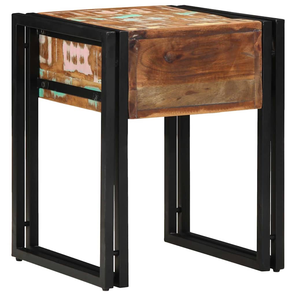 Table d'appoint 40 x 40 x 50 cm bois de récupération massif