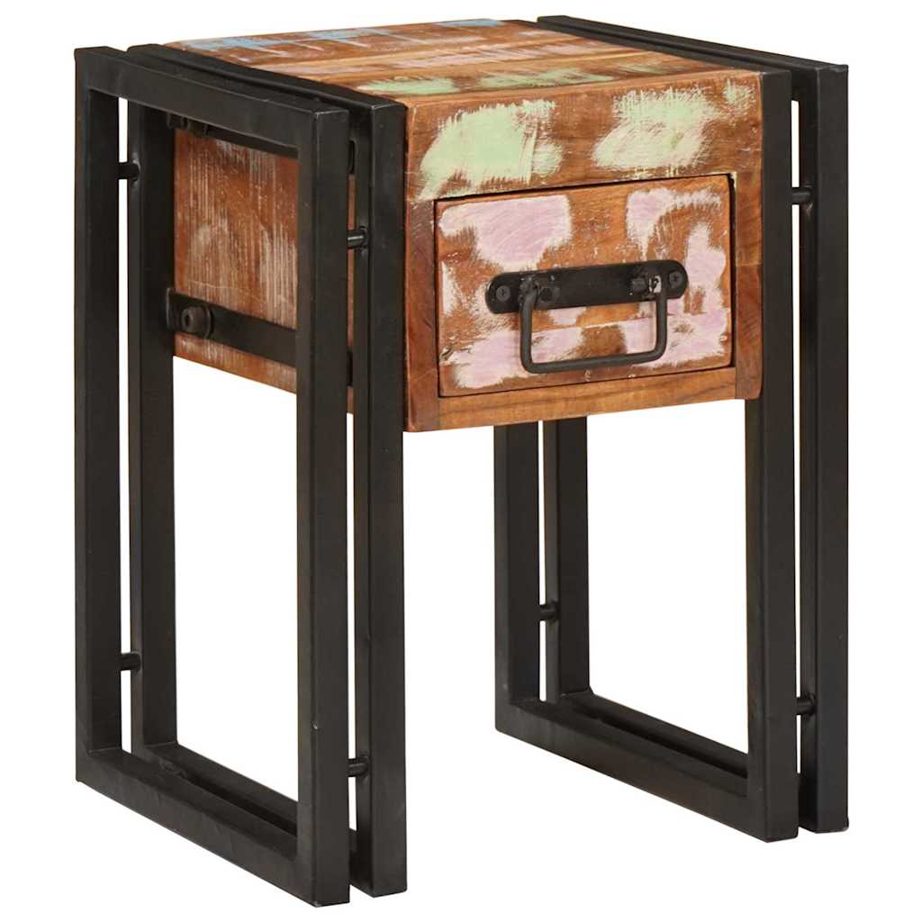 Table d'appoint 30 x 30 x 40 cm Bois recyclé massif et métal