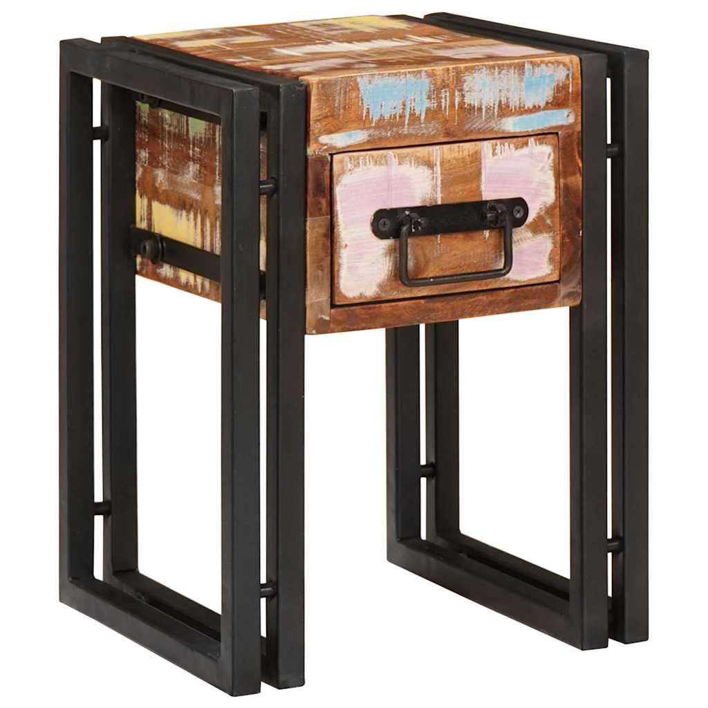 Table d'appoint 30 x 30 x 40 cm Bois recyclé massif et métal