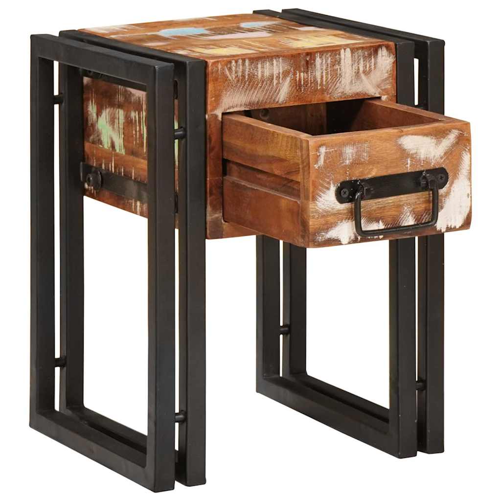 Table d'appoint 30 x 30 x 40 cm Bois recyclé massif et métal