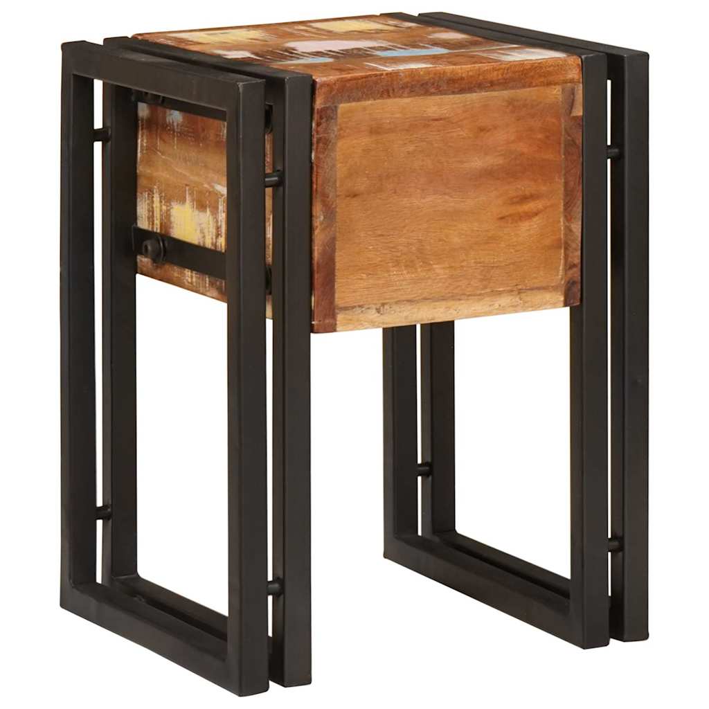 Table d'appoint 30 x 30 x 40 cm Bois recyclé massif et métal