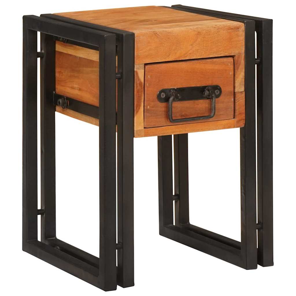 Table d'appoint 30 x 30 x 40 cm Bois d'acacia massif et métal